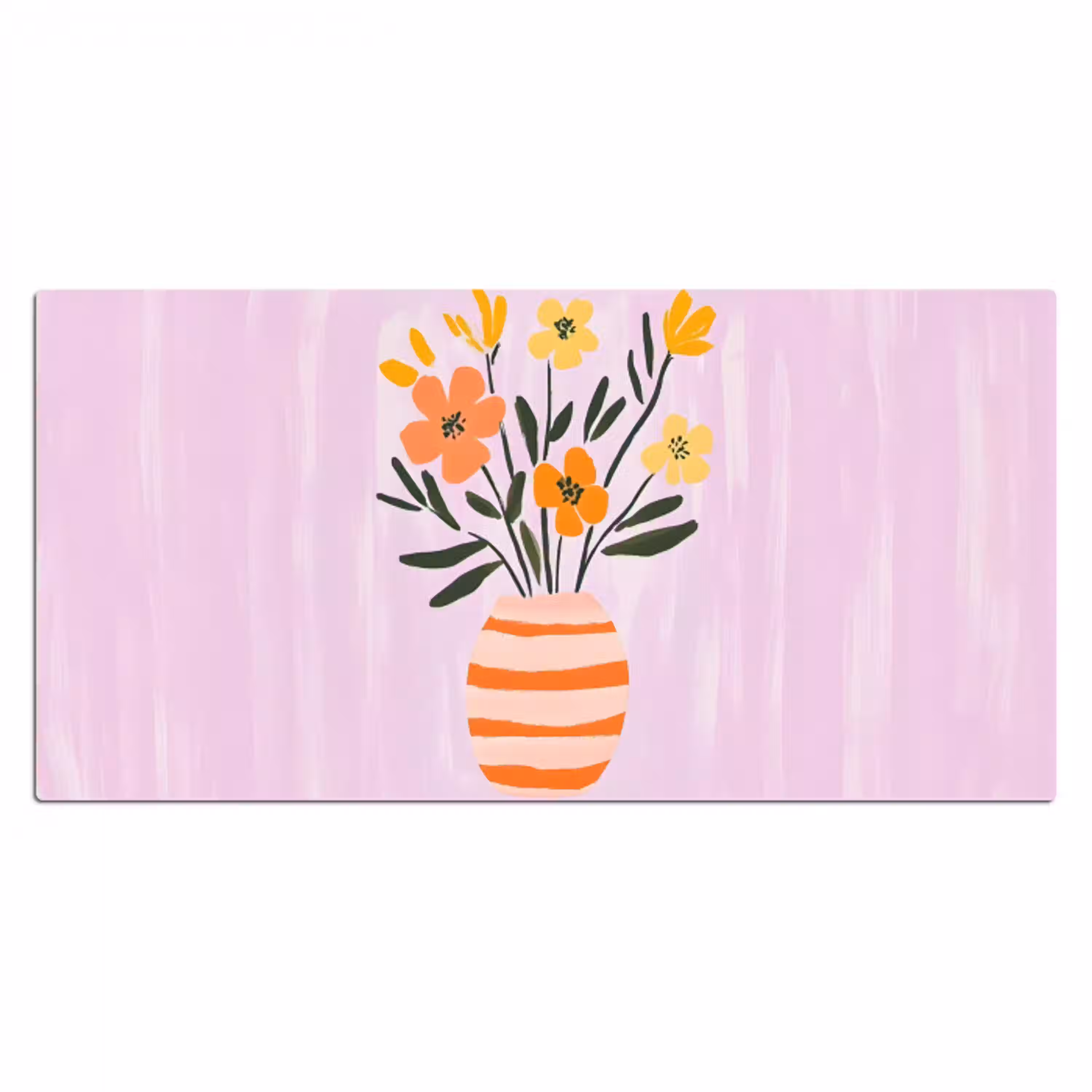 Vaas - Gestreept - Bloemen - Oranje Muismat XXL klein -3d_leeg