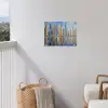 Skyline - Wolkenkrabbers - Water - Blauw tuinposter los doek klein -sfeer8