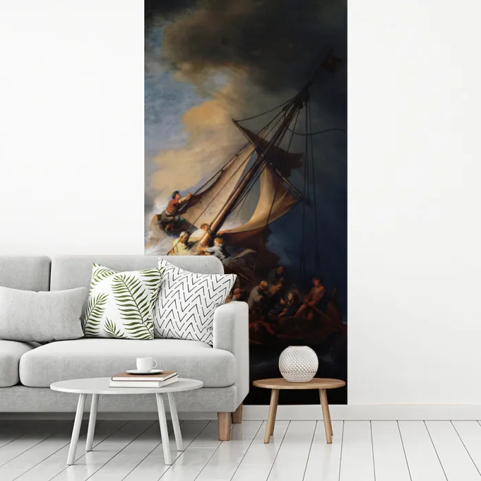De storm op het meer van Galilea - Rembrandt van Rijn fotobehang vinyl groot -woonkamer