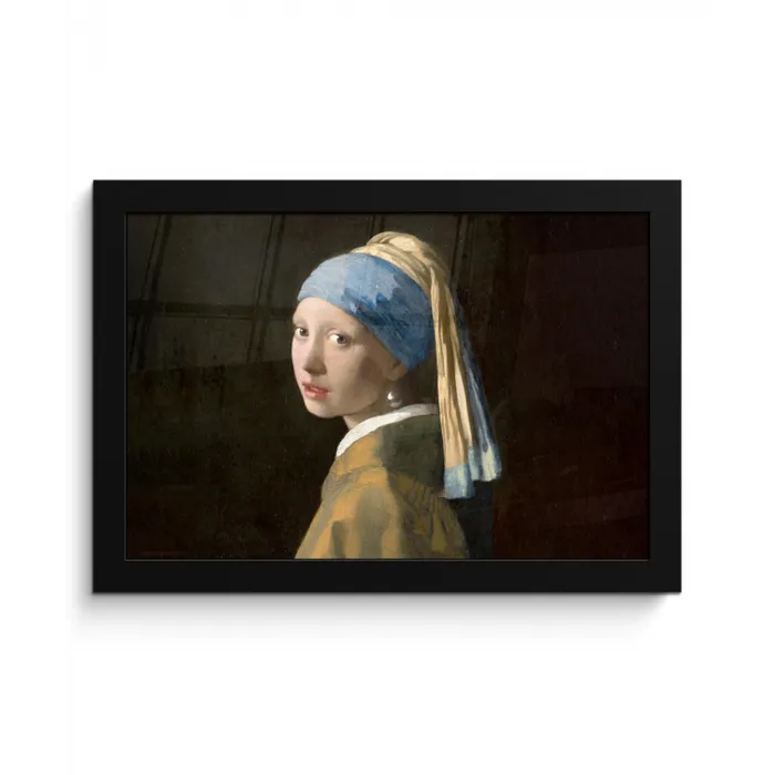 Meisje met de parel - Schilderij - Oude meesters - Vermeer fotolijst zwart zonder passe partout klein -3d