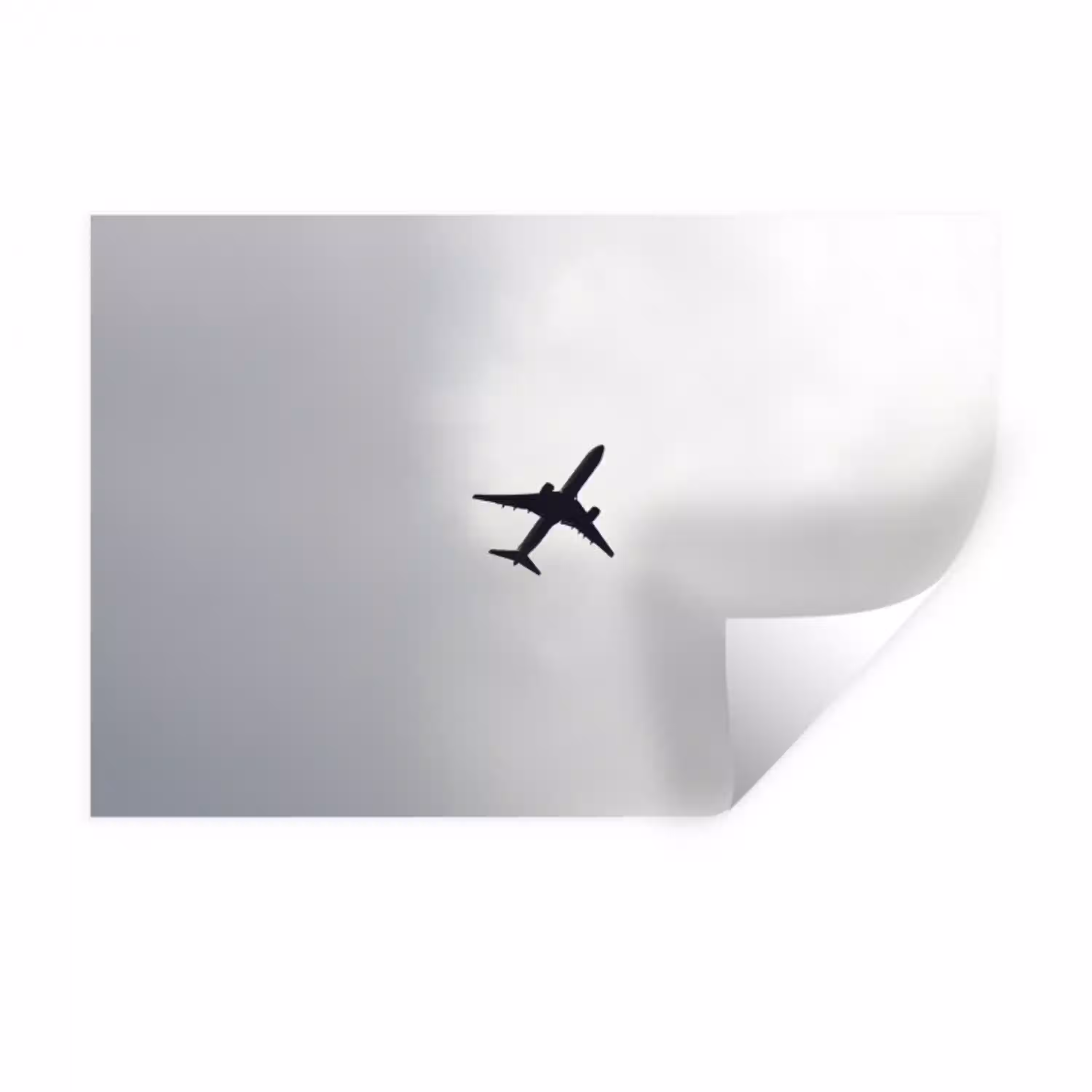 Minimalistisch - Silhouet - Zwart - Vliegtuig Muursticker klein -3d