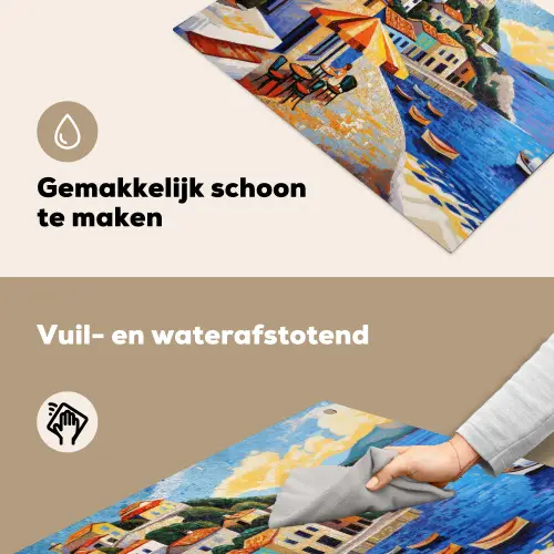 Kustdorp - Huisjes - Mozaïek - Zee Inductie beschemer met haakjes klein -ky-schoon-nl