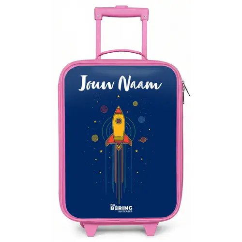 Raket - Planeten - Sterren Kinderkoffer - Roze klein -zz3dotto