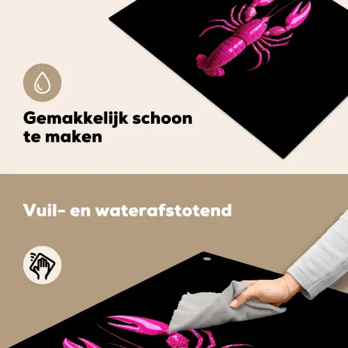 Kreeft - Felroze - Stippen - Opvallend Inductie beschemer met haakjes klein -ky-schoon-nl