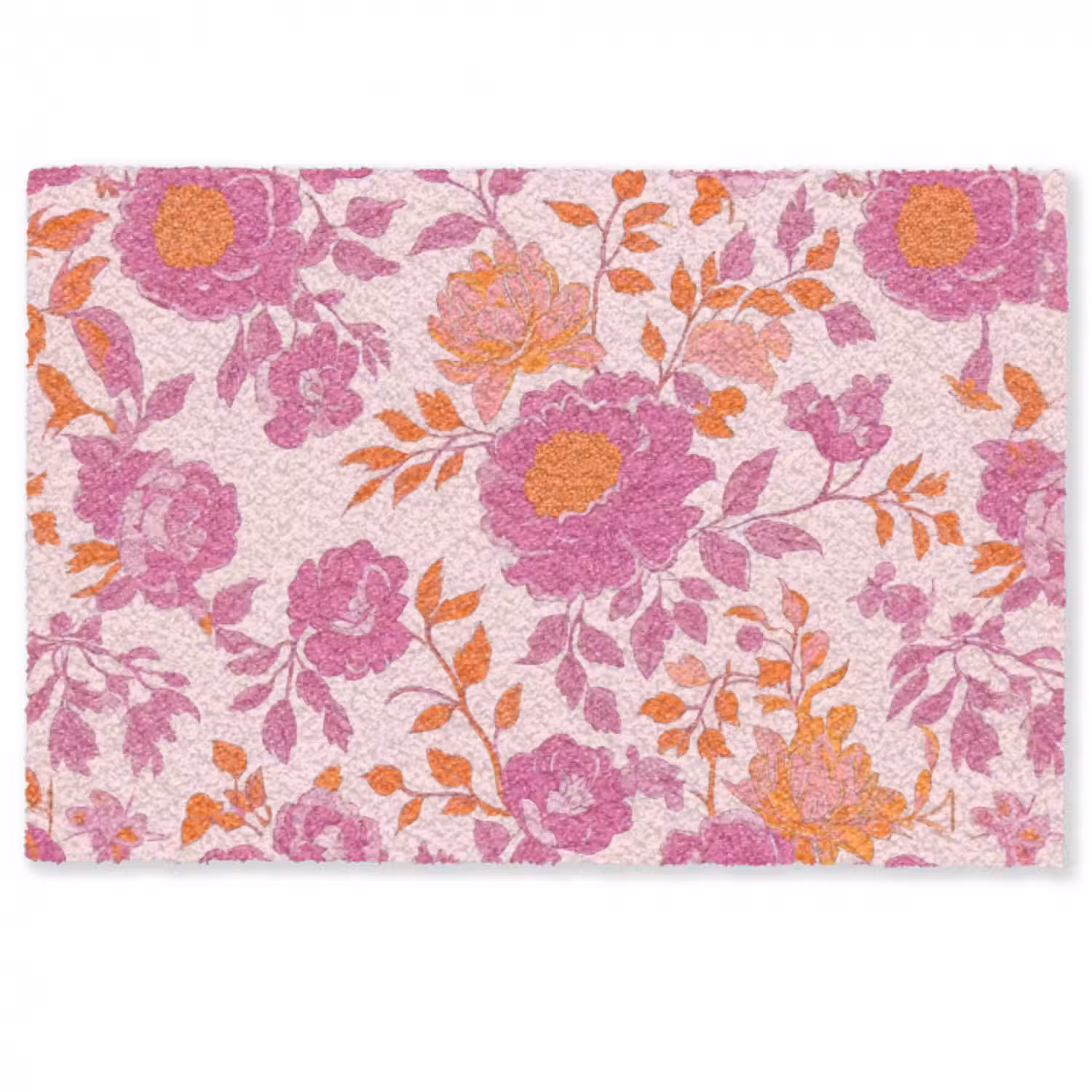 Fußmatte - Florales Muster - Rosa - Orange - Blumen