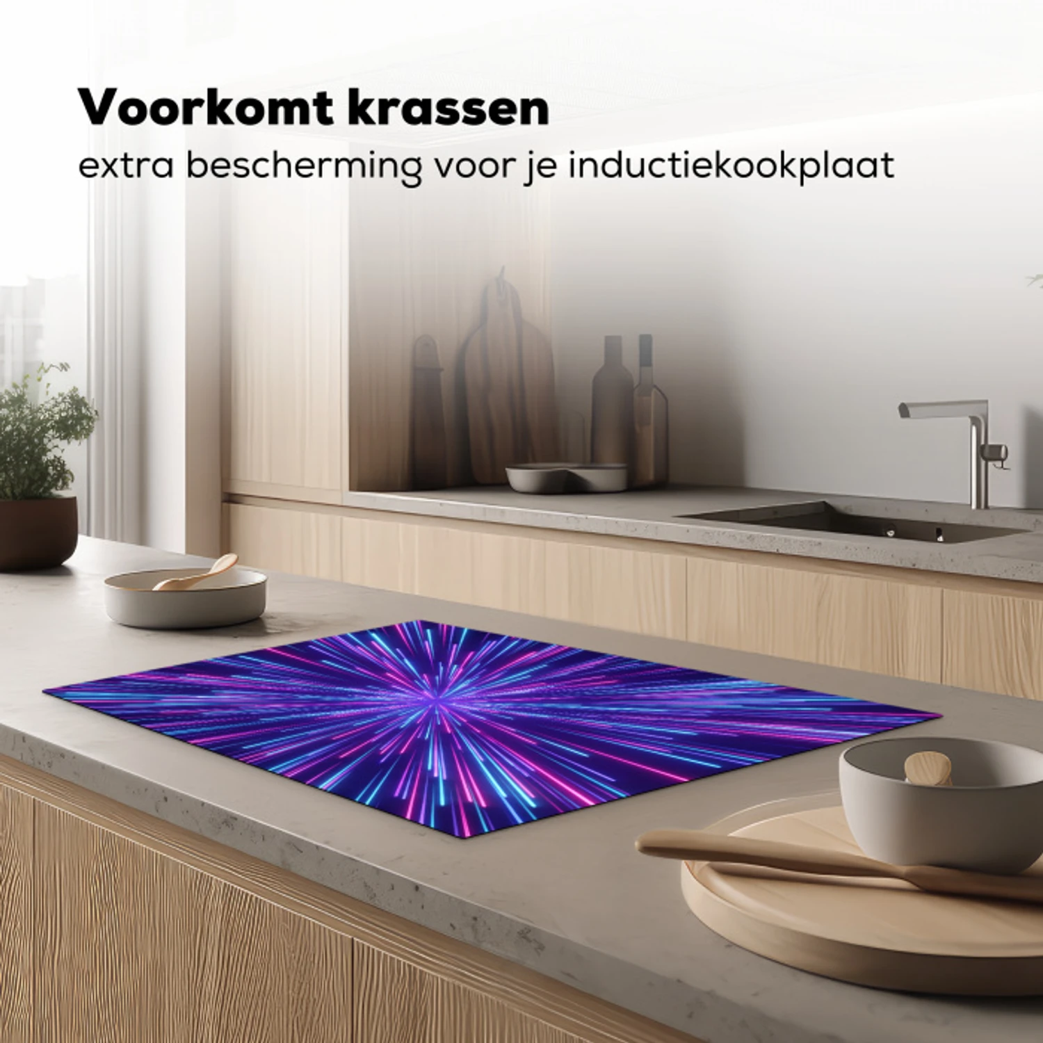 Dynamisch - Ruimte - Kleurrijk Inductie beschermer vinyl 3mm klein -sfeer1