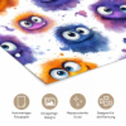 Monstertjes - Aquarel - Kleurrijk poster papier klein 62 -tcloseup_DE