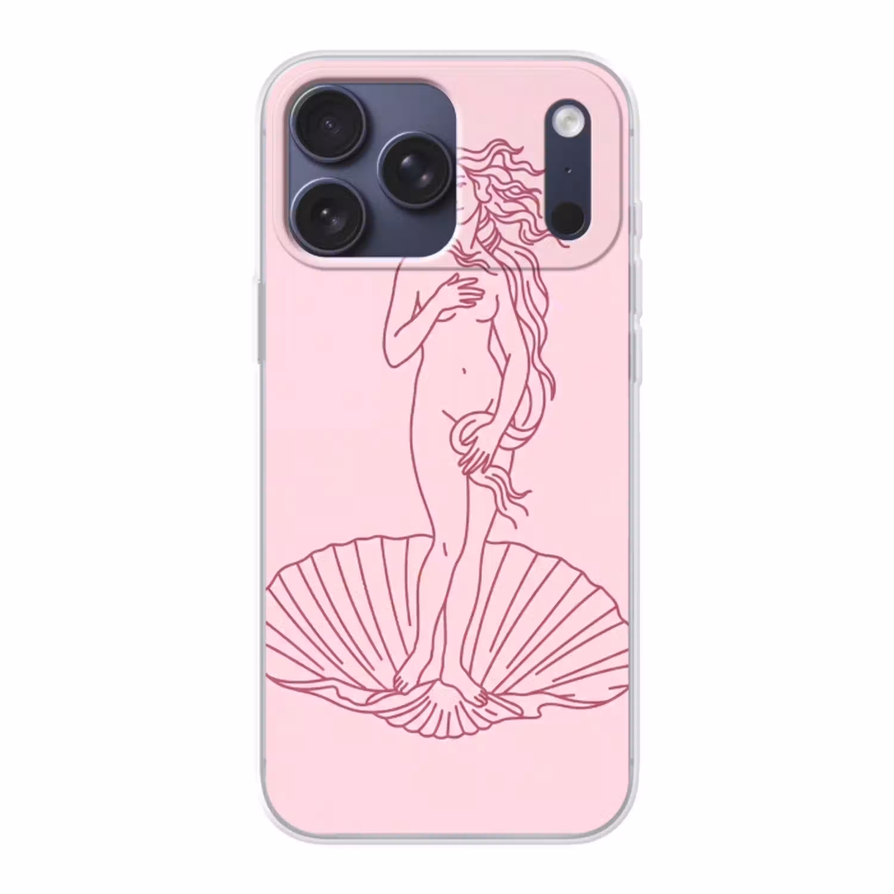 Vrouw - Schelp - Kunst - Lijntekening - Roze Telefoonhoesje iPhone 17 Pro Max klein -3d