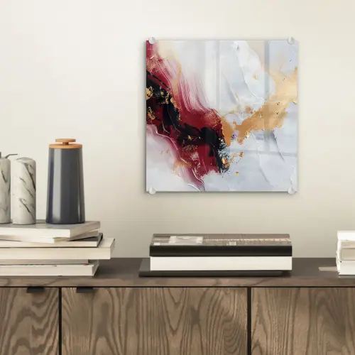 Rood - Abstract - Goud - Modern plexiglas 5mm klein -sfeer1