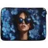 Vrouw - Blauw - Bloemen - Vlinders - Natuur laptophoes neopreen klein -zkaufland3dotto