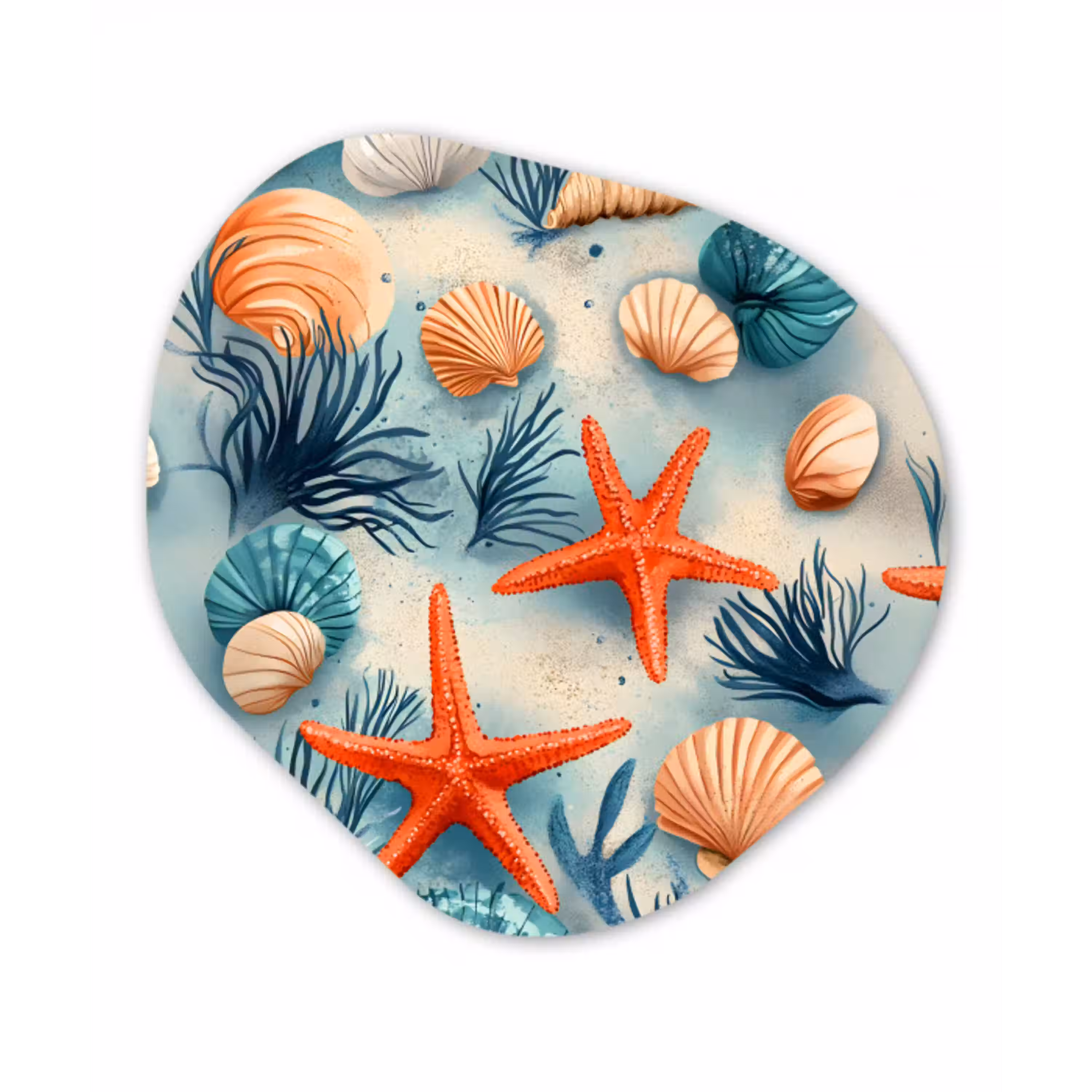 Zeesterren - Schelpen - Illustratie - Zand Wandcirkel Organisch Forex 3mm klein -3d