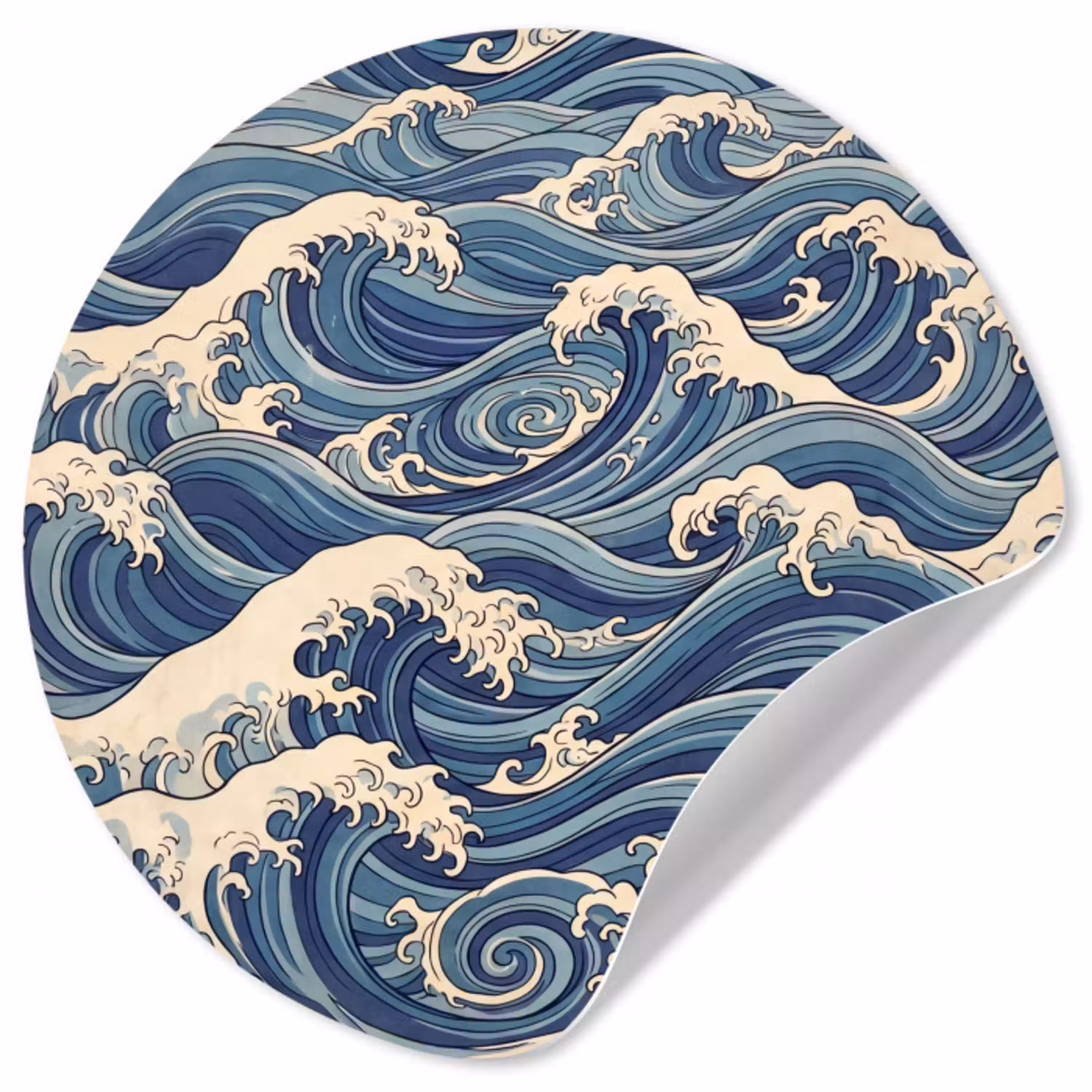 Golven - Zee - Natuur - Abstract - Blauw Wandcirkel behangsticker klein -3d