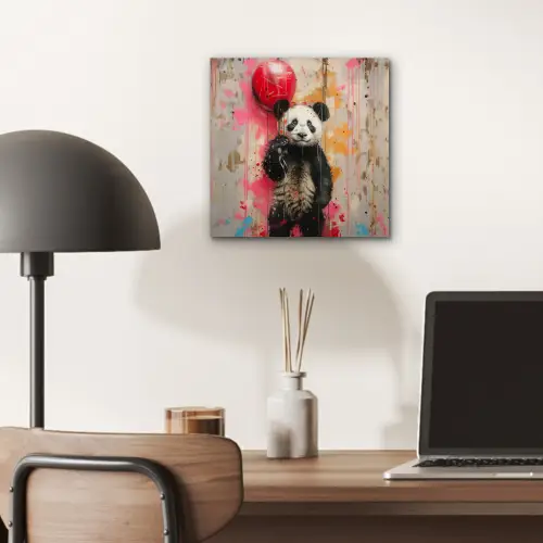 Graffiti - Panda - Ballon - Street art - Banksy aluminium wit klein -sfeer5