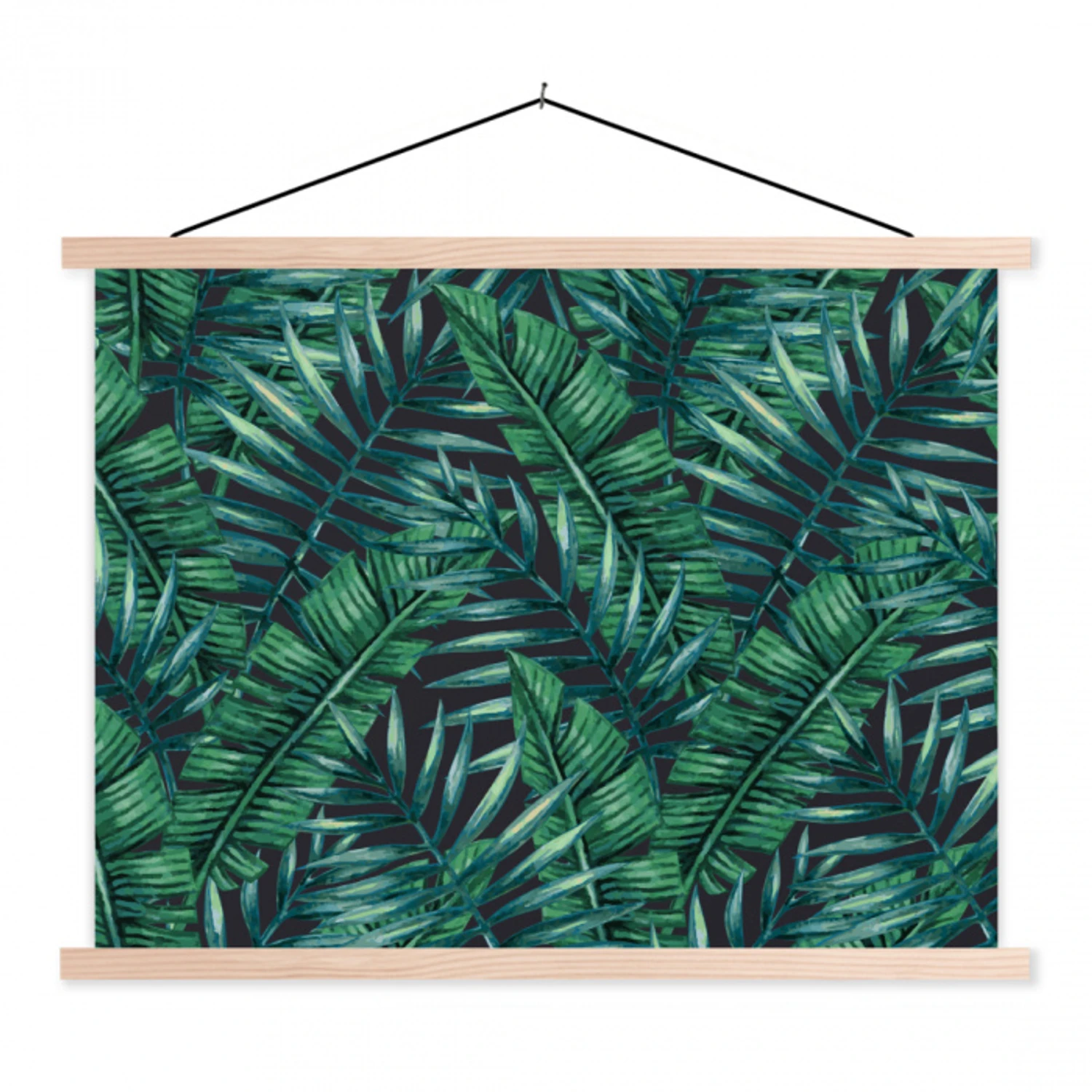 Bladeren - Inductie beschermer - Jungle - Tropical textielposter latten blank klein -3d