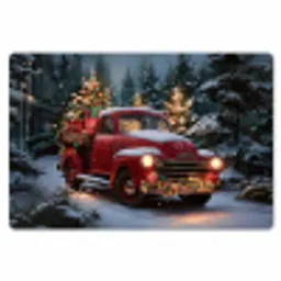Kersttruck - Sneeuwbos - Rood Placemat vinyl groot -zzsfeer1_Kitchenyeah-website