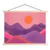 Zon - Heuvels - Paars - Abstract textielposter latten blank klein -3d