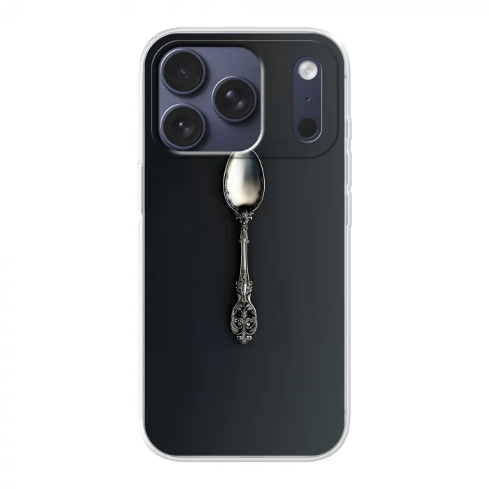 Lepel - Zilver - Metaal Telefoonhoesje iPhone 17 Pro klein -3d