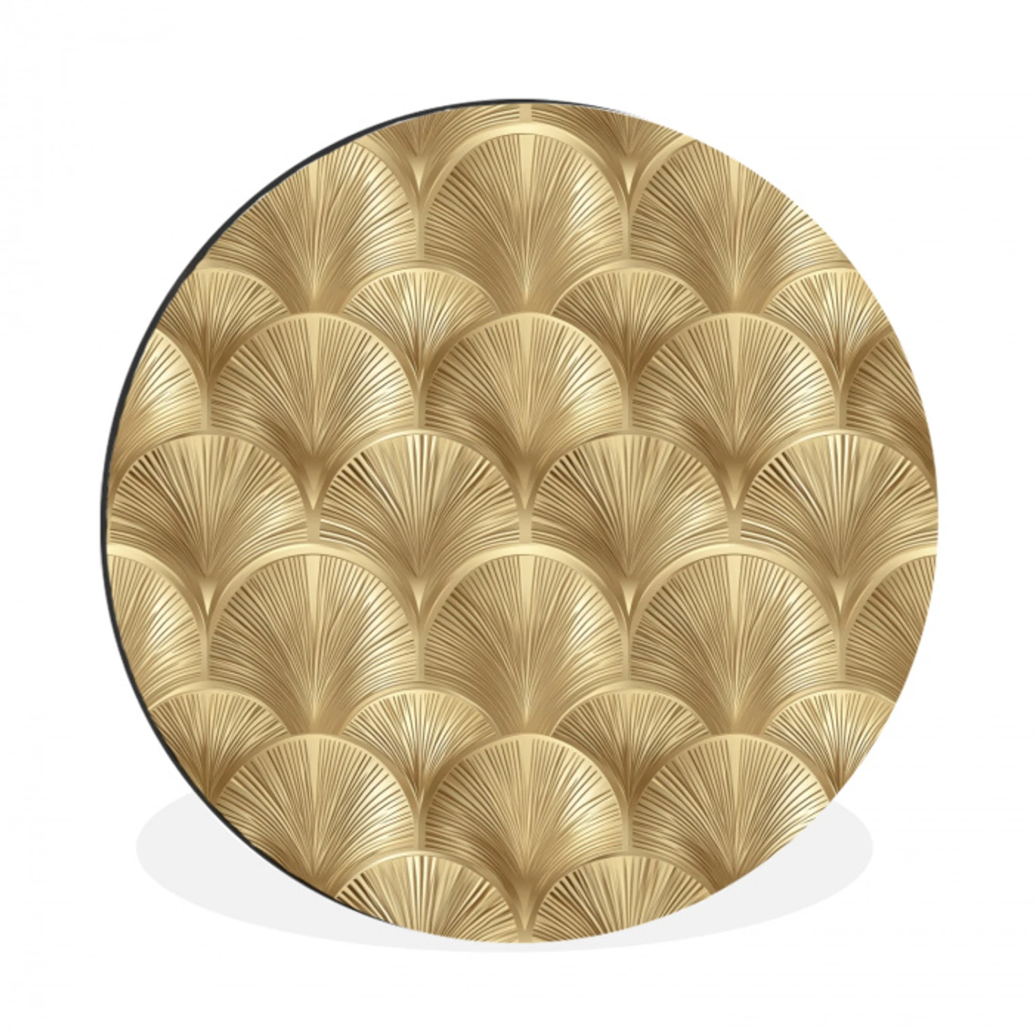 Patroon - Waaier -  Goud Wandcirkel aluminium klein 190 -3d