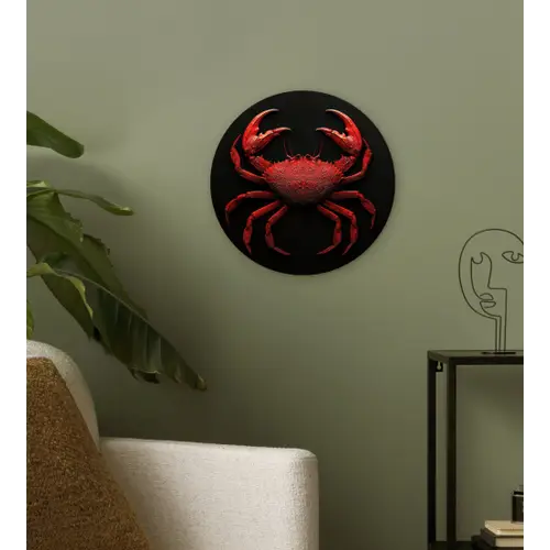 Krab - Rood - Vissen - Schaaldieren Wandcirkel kunststof plaat 5mm dik klein -sfeer3