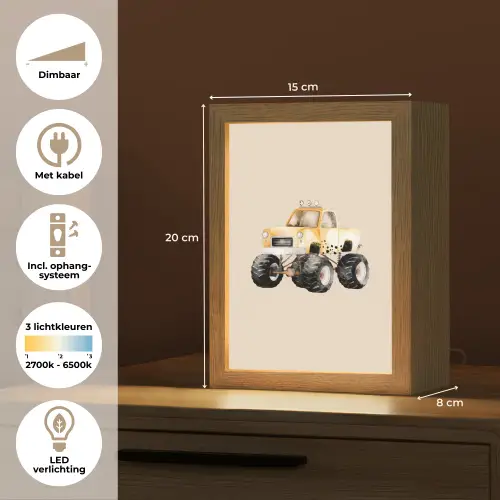 Monstertruck - Geel - Beige Light Box met kabel klein -USP_NL