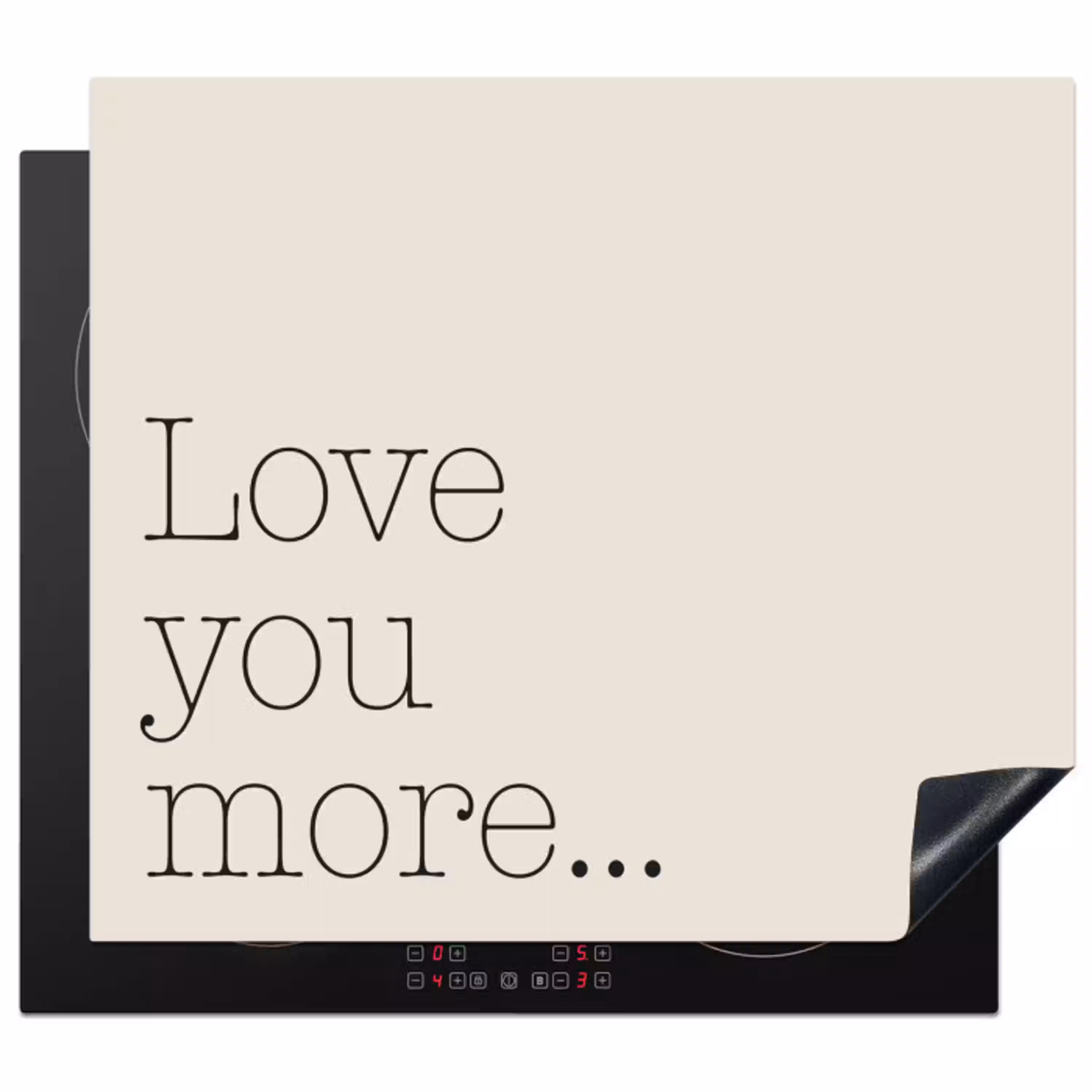 Minimalistisch - Love - Beige Inductie beschermer vinyl 3mm middel -3d