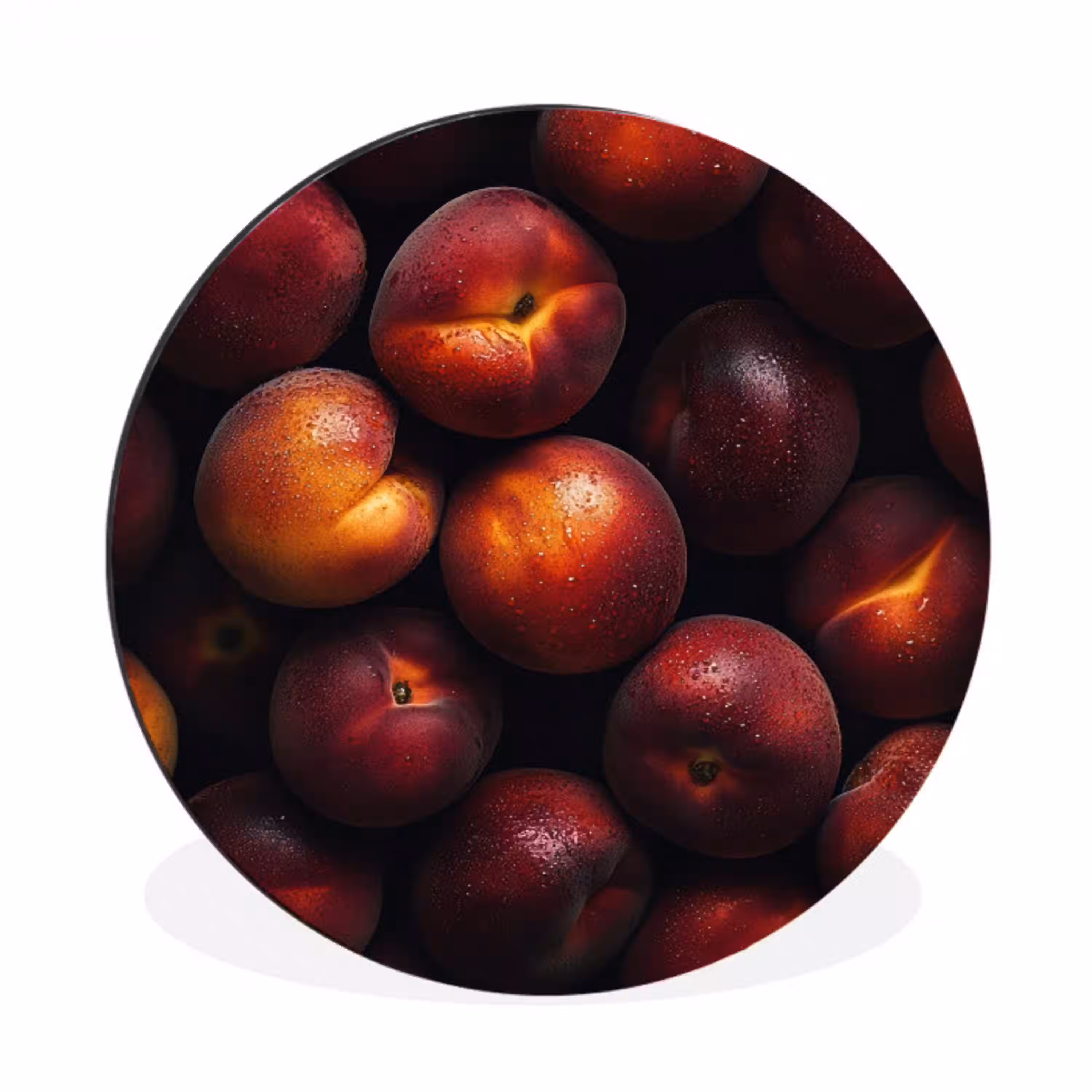 Fruit - Close up - Nectarines Wandcirkel aluminium klein -3d