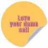 Love yourself - Roze - Geel Wandcirkel behangsticker klein -3d