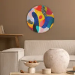 Vormen - Abstract - Stippels - Blauw Akoestische PET Vilt - Rond klein -sfeer1