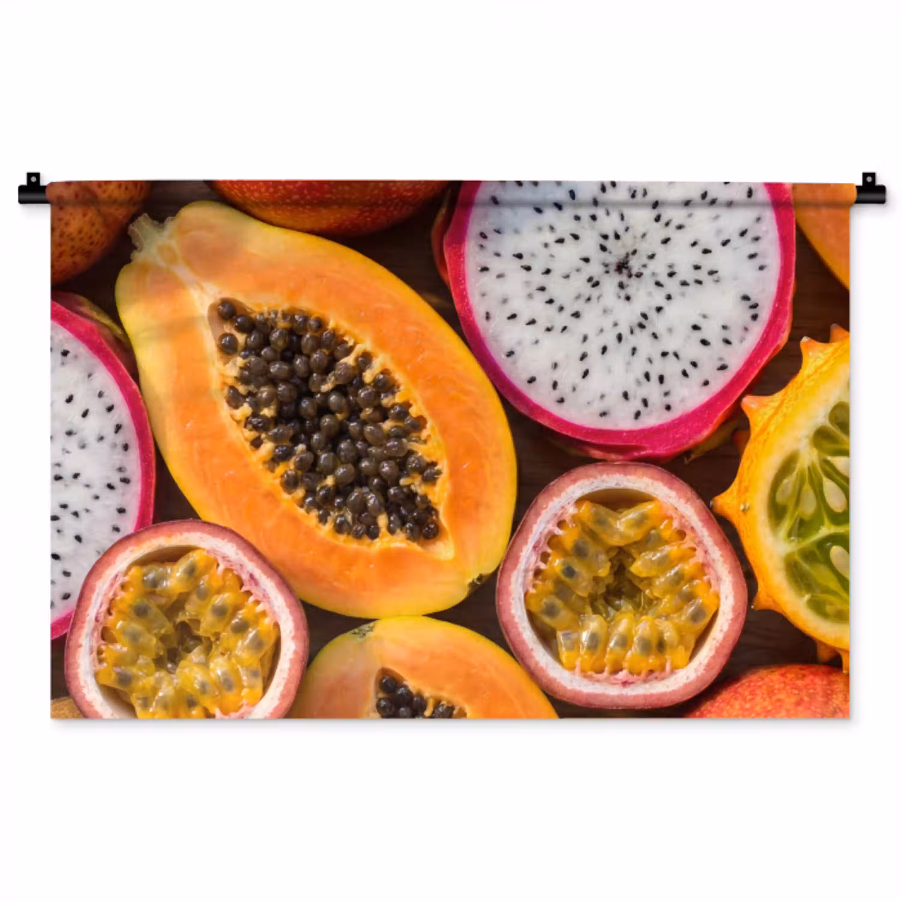 Fruit - Geopend - Tropisch - Eten - Kleurrijk Wandkleed katoen middel -zz3d