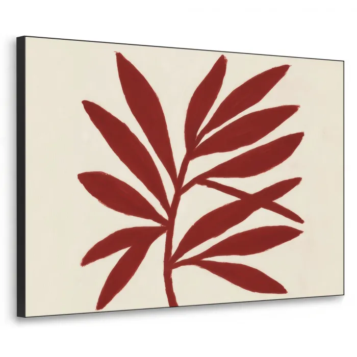 Tak - Bladeren - Rood Textielframe zwart klein -3d