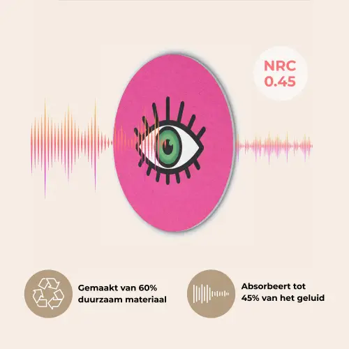 Minimalistisch - Oog - Roze Akoestische PET Vilt - Rond klein -USP_NL