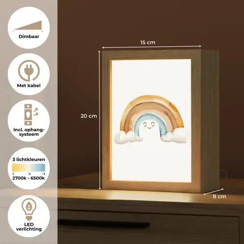 Regenboog - Pastel kleuren Light Box met kabel klein -USP_NL