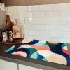 Abstract - Blauw - Roze Inductie beschermer vinyl 3mm klein -sfeer3