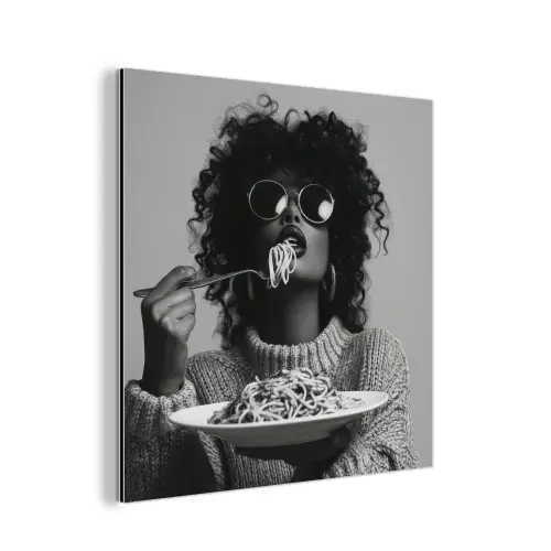 Vrouw - Pasta - Zwart - Wit aluminium wit klein -3d