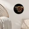 Schotse Hooglander - Horens - Zwart - Dieren - Natuur - Wild - Koe Wandcirkel kunststof plaat 5mm dik klein -sfeer5