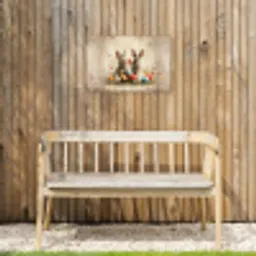 Konijnen - Bloemen - Eieren Tuinposter op houten frame 2 cm dik klein -sfeer4
