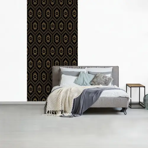 Bloemen - Goud - Hexagon fotobehang vinyl groot 64 -slaapkamer