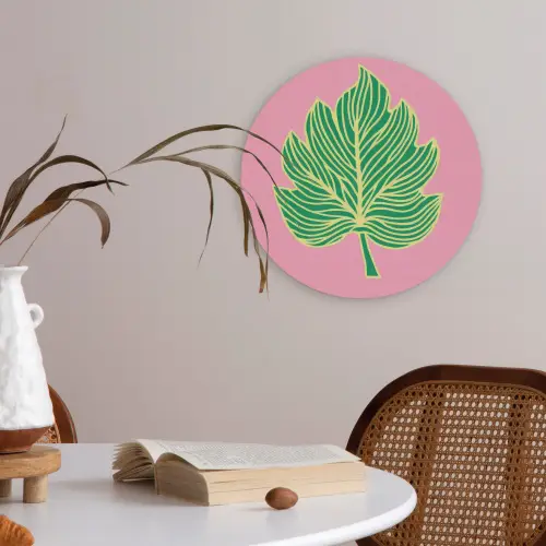 Blad - Groen - Illustratie - Minimalistisch Akoestische PET Vilt - Rond klein -sfeer3