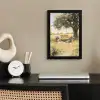 Houten bankje - Bloempotten - Landschap fotolijst zwart zonder passe partout klein -sfeer1
