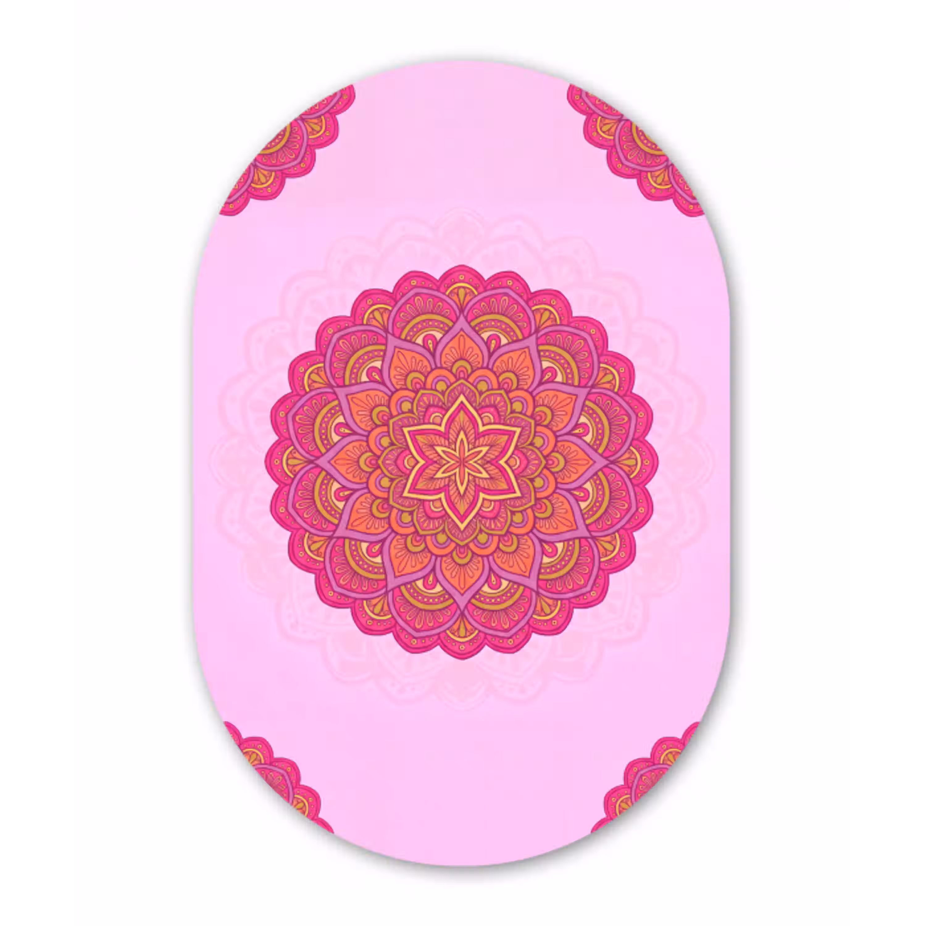 Mandala - Cirkel - Spiritueel - Oosters - Roze Wandcirkel Ovaal Aluminium middel -3d