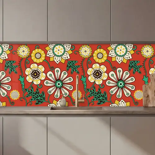 Design - Bloemen - Hippie - Retro keuken achterwand 2 middel 871 zz_3dshopping