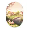 Schapen - Huisje - Platteland Wandcirkel Ovaal Forex klein -3d