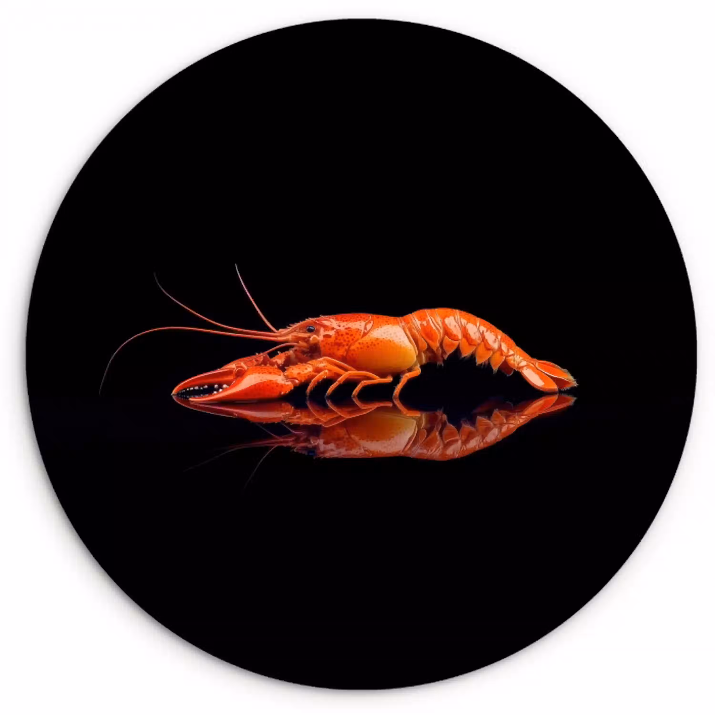 Kreeft - Oranje - Zwart - Opvallend KitchenYeah - Keuken - Wandcirkel Forex klein -3d