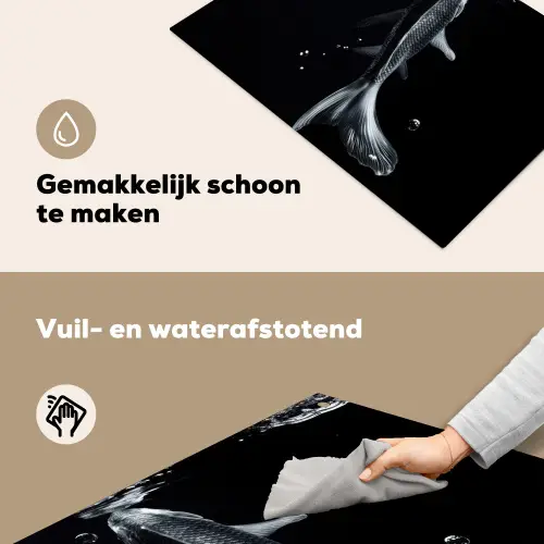 Koi - Vissen - Water - Zwart Inductie beschemer met haakjes klein -ky-schoon-nl