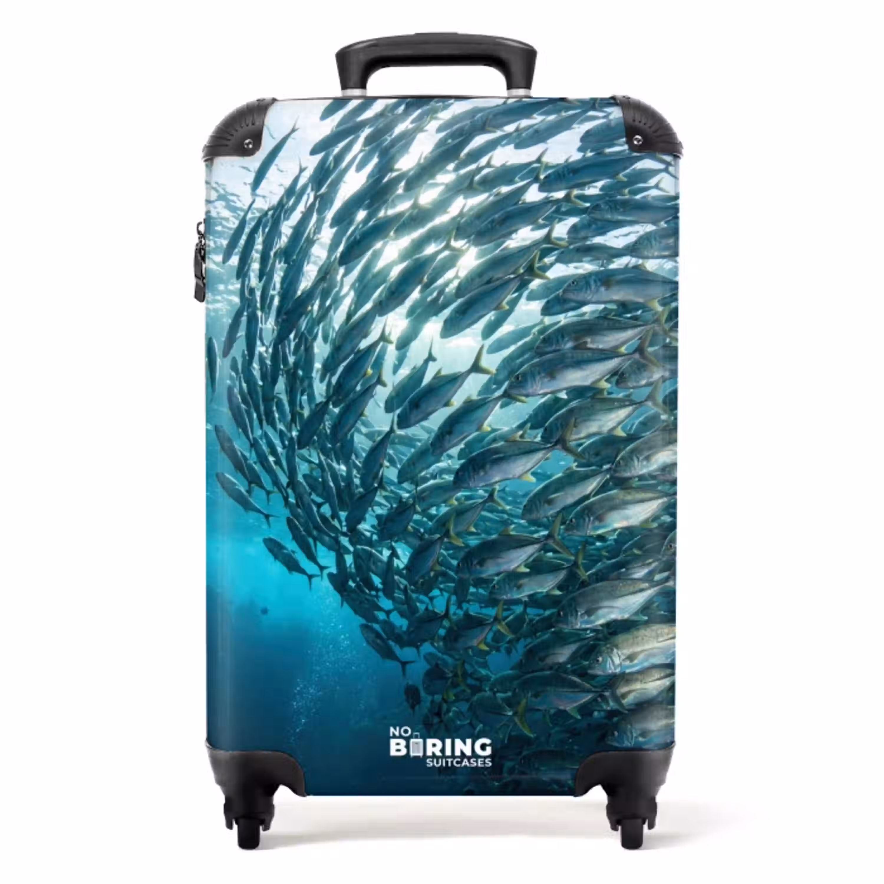 Vis - School - Oceaan - Natuur - Blauw NBS - Handbagage koffer - Volwassenen Unisex middel -productfoto_recht