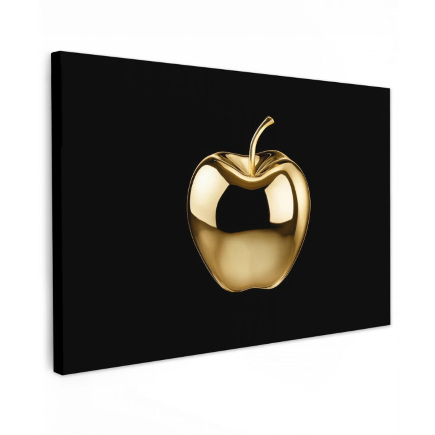Appel - Goud - Chrome - Zwart Tuinposter op houten frame 2 cm dik klein -3d