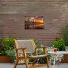 Rij van Boeddha-beelden bij zonsondergang Tuinposter op houten frame 2 cm dik klein -sfeer3
