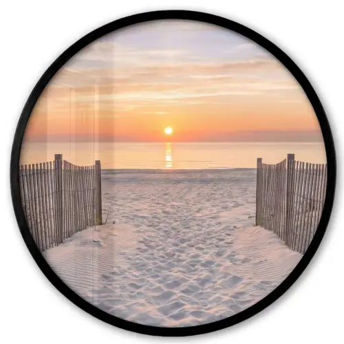 Zonsondergang - Strand - Zand Fotolijst rond zonder passe partout klein -3d