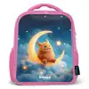 Oranje monster op maansikkel Kinderrugzak - Roze middel -3d