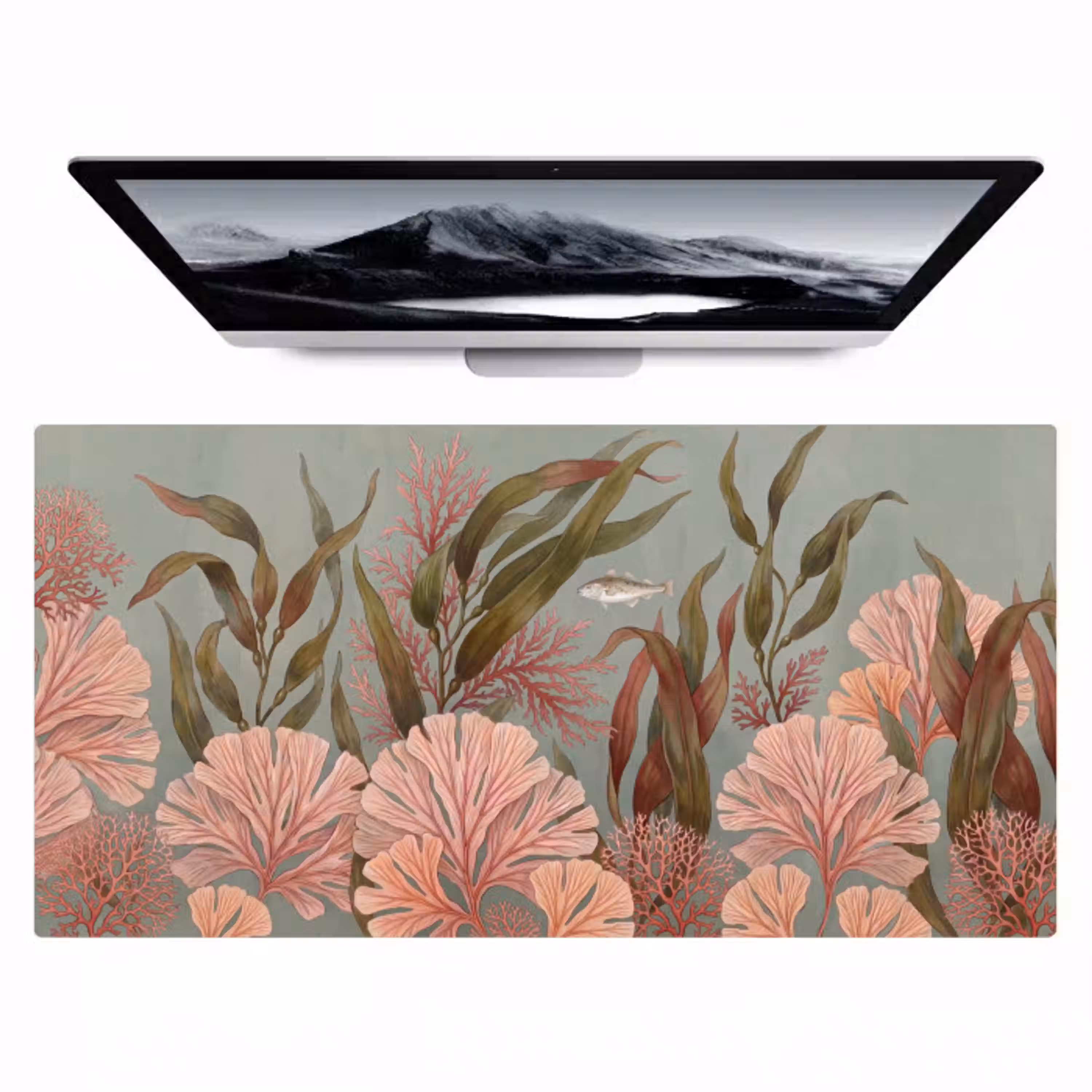 Onderwater - Planten - Vis - Vintage - Groen Muismat XXL klein -zzz3d
